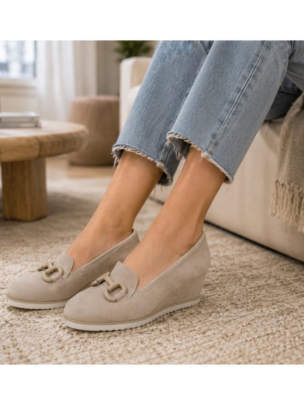 Softwaves Beige Wedge Pump Suede Heels Size 42/11.5